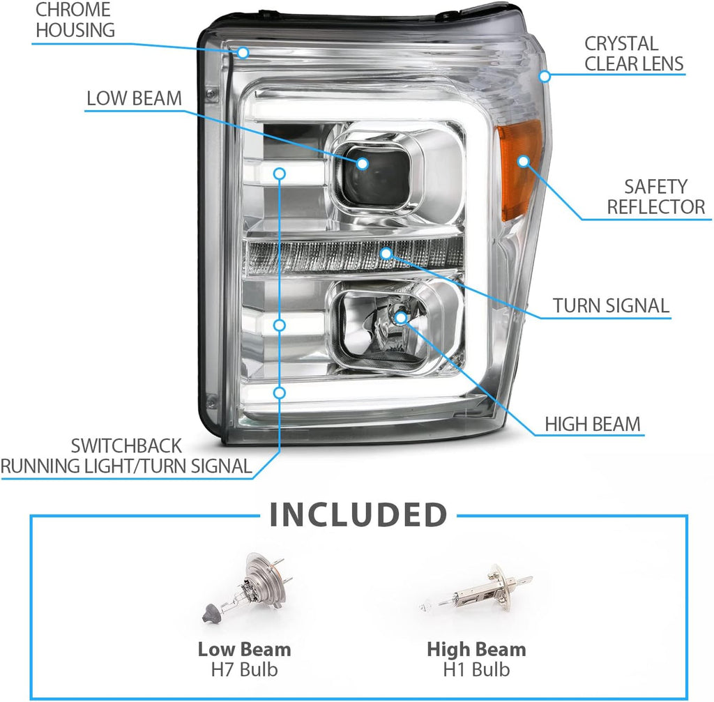 Chrome Projector Headlight Assembly Set H667675