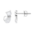 18K White Gold Diamond Cat Stud Earrings X6605