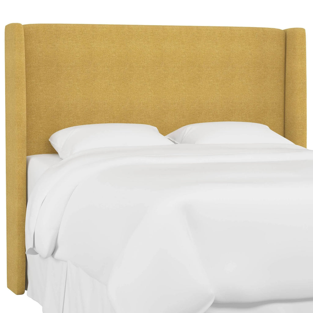 Golden Yellow Linen Wingback Headboard U912