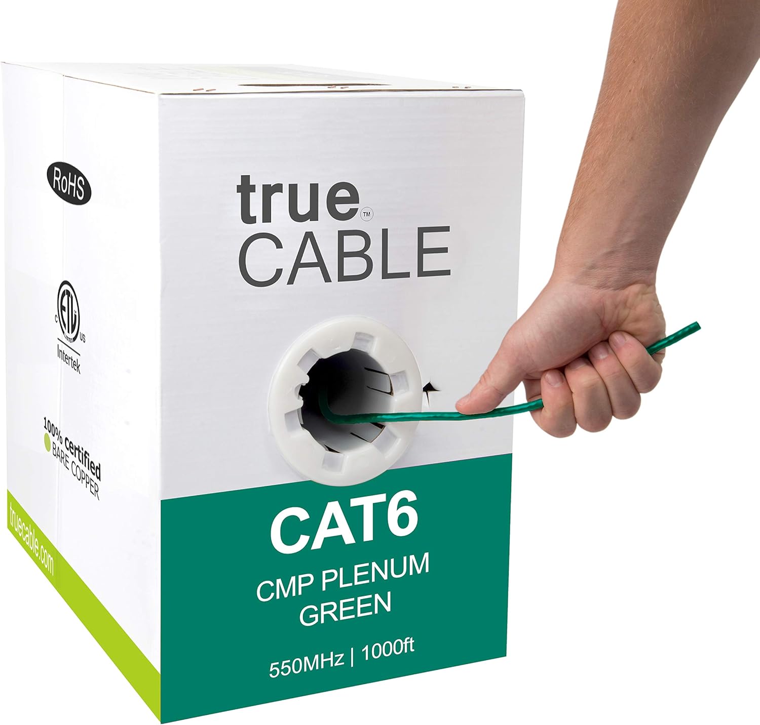 1000ft Green 23AWG 4 Pair Solid Bare Copper Bulk Ethernet Cable C3109