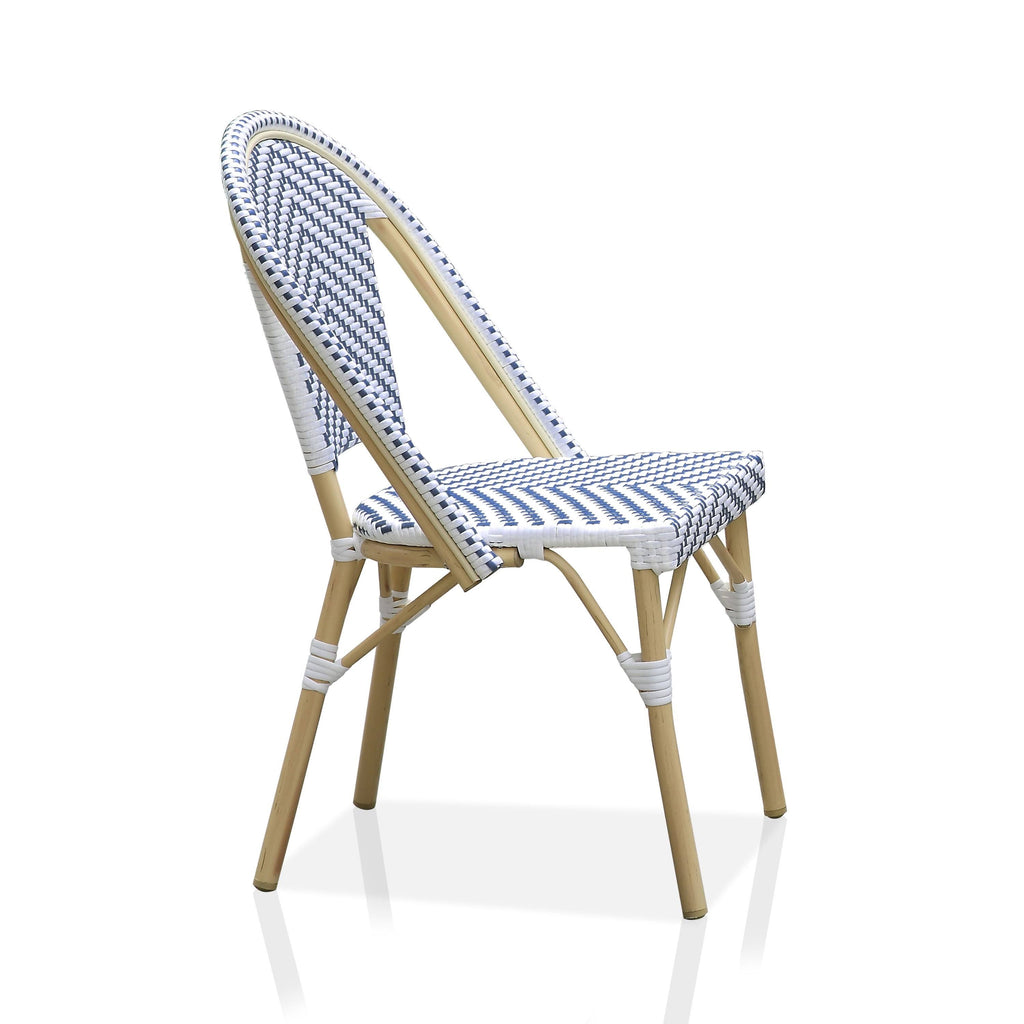 Natural Tone Patio Bistro Chairs (Set of 2) - Blue & White R16327