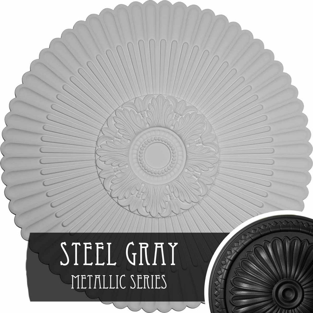 Hand-Painted Steel Gray Ceiling Medallion S10297