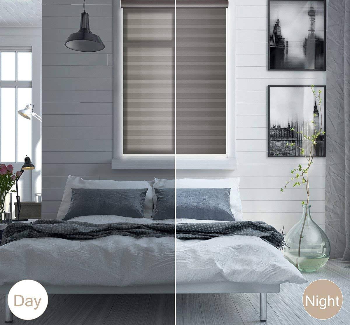 Cordless Zebra Roller Shade with Cassette Valance, 33 inch x 72 inch, Iron Gray P80057