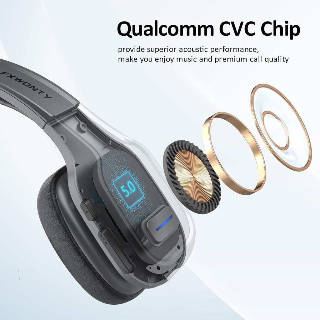 Bluetooth Headset with Microphone Noise Canceling, On-Ear Bluetooth 5.0 Multipoint Headphones, Pack of 2 G79669
