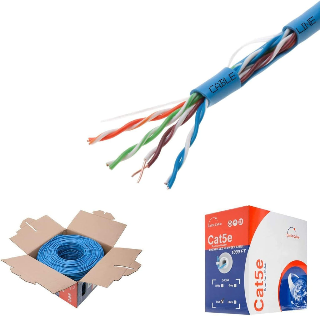 Plenum CAT5e 1000FT CMP Cable White Solid 24 AWG Bulk Box B803099