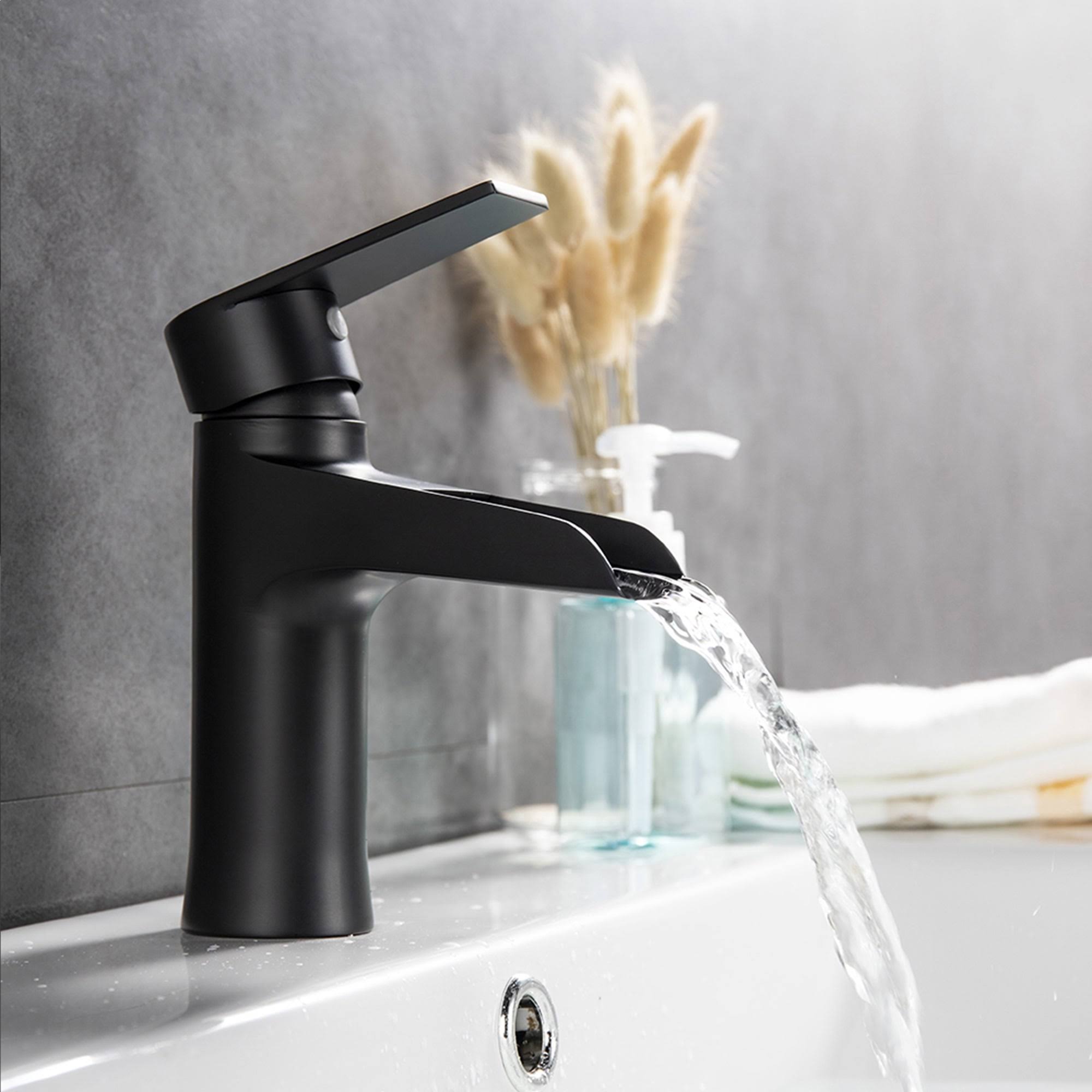 Matte Black Stainless Steel Single Hole Waterfall Bathroom Faucet R690978