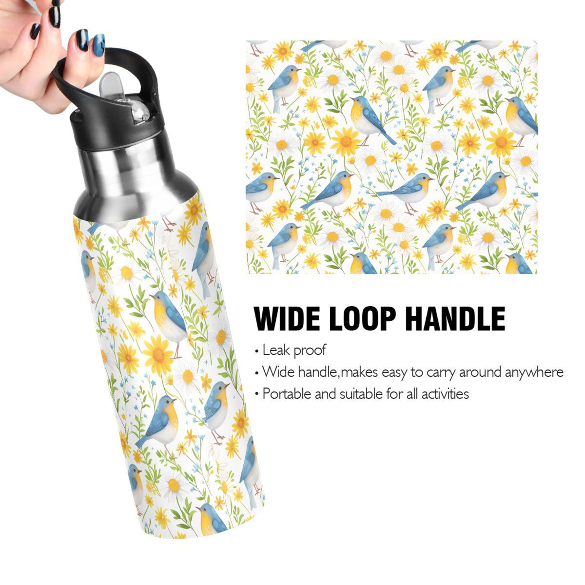 20 oz Insulated Stainless Steel Water Bottle with Straw Lid R518