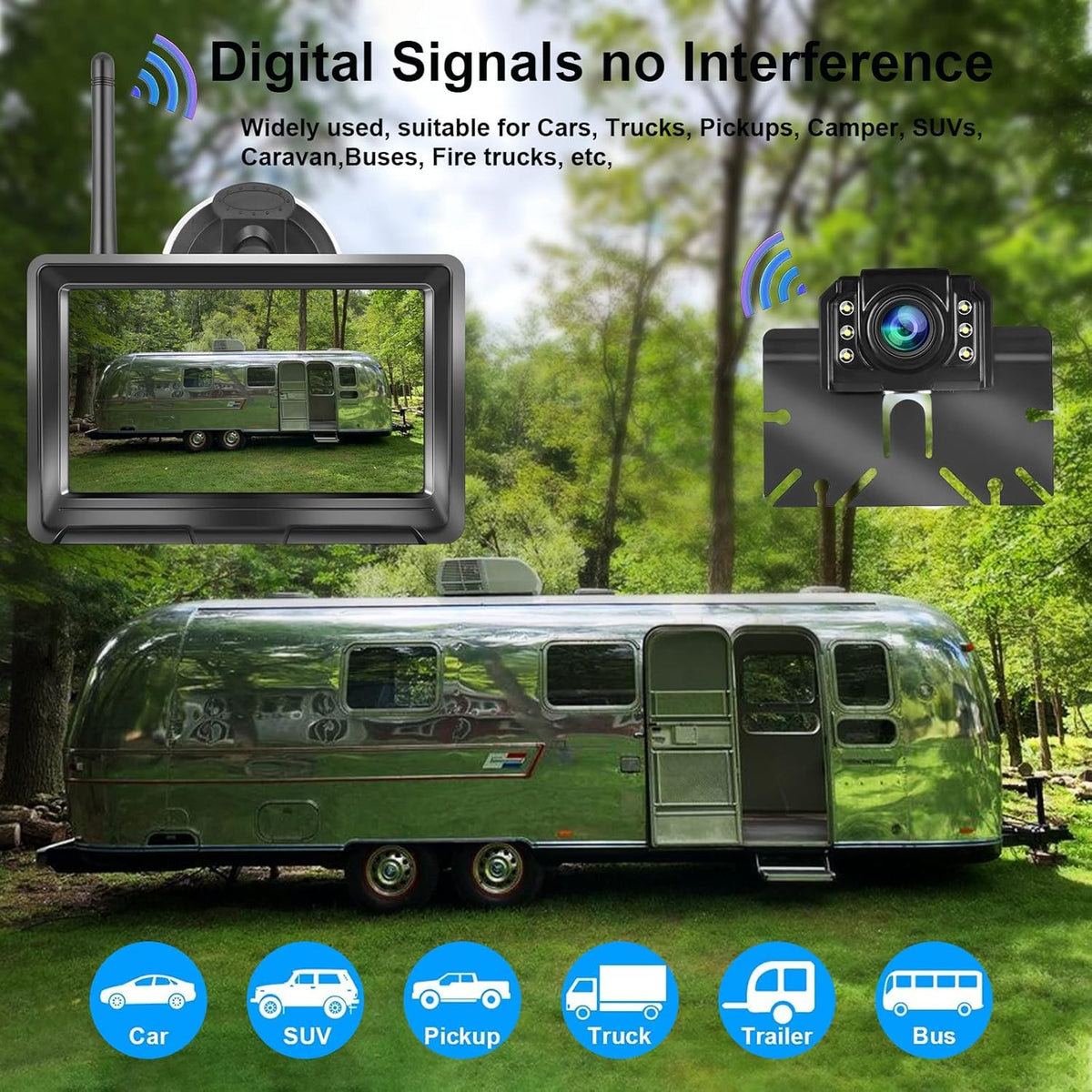 Wireless Backup Camera with 5 Inch HD 1080P Split Screen System, 2.4G Digital Signals, Pack of 2 Z258
