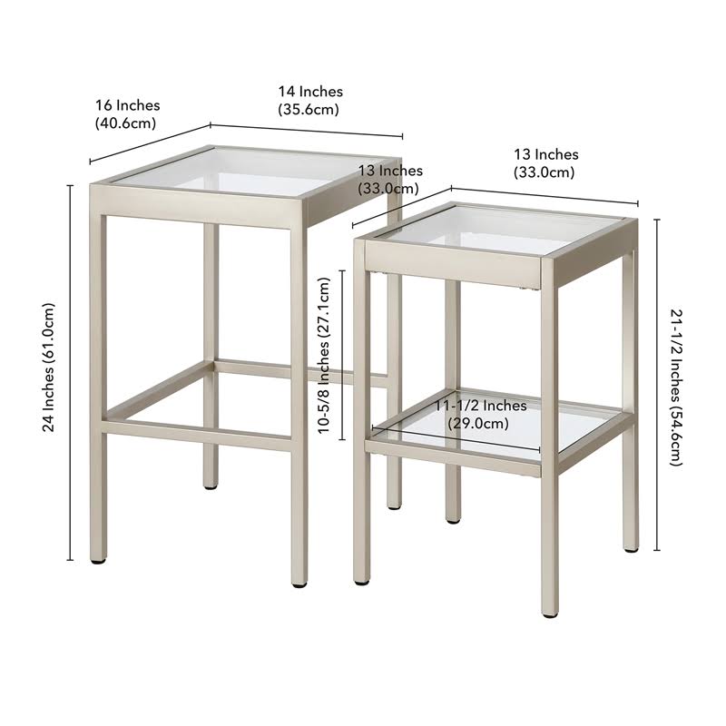 Modern Satin Nickel and Gray Nested Side Tables G255