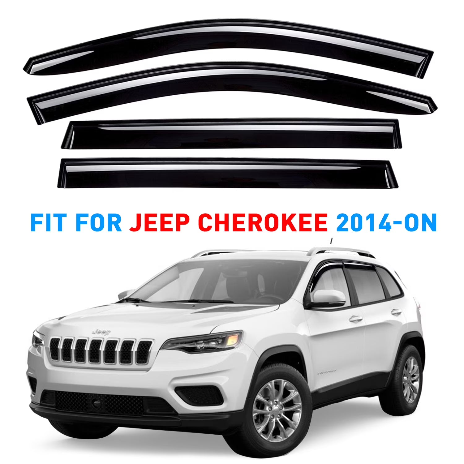 Smoke Tinted Tape-On Side Window Vent Visor Deflectors Rain Guards 4pcs F624