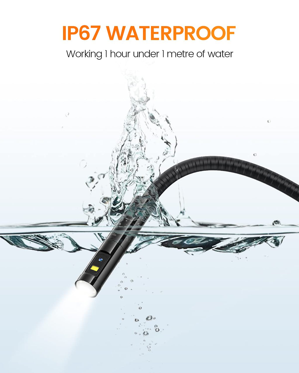 Dual Lens Inspection Camera with 5 IPS Screen, 16.4ft Flexible Probe, 1080p T134
