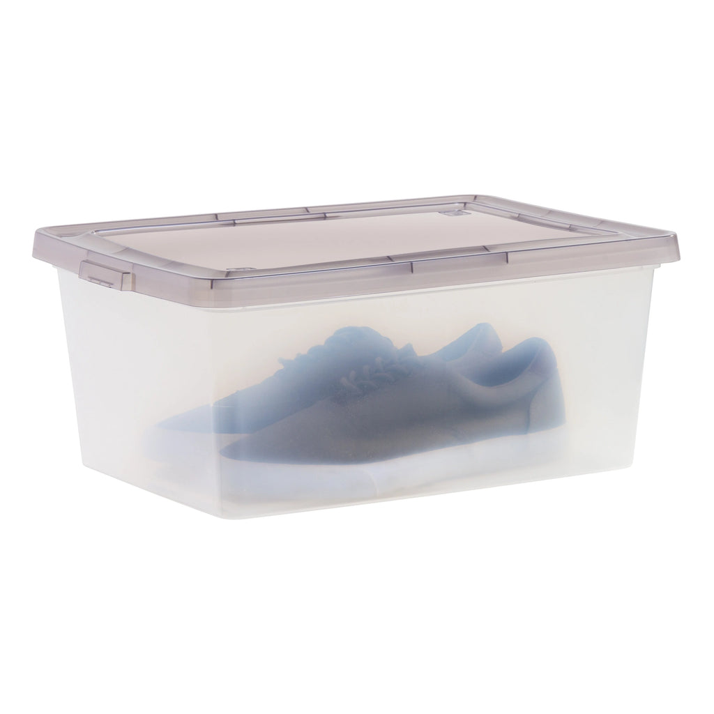 8 Pack 17 Qt Clear Plastic Storage Box with Snap Lid, Gray D7666