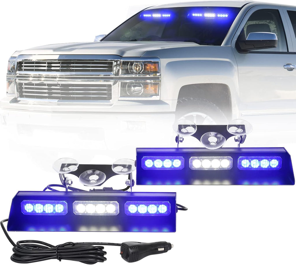 2x10" 24 LED Red White Strobe Lights Bar Pack of 2 D4821