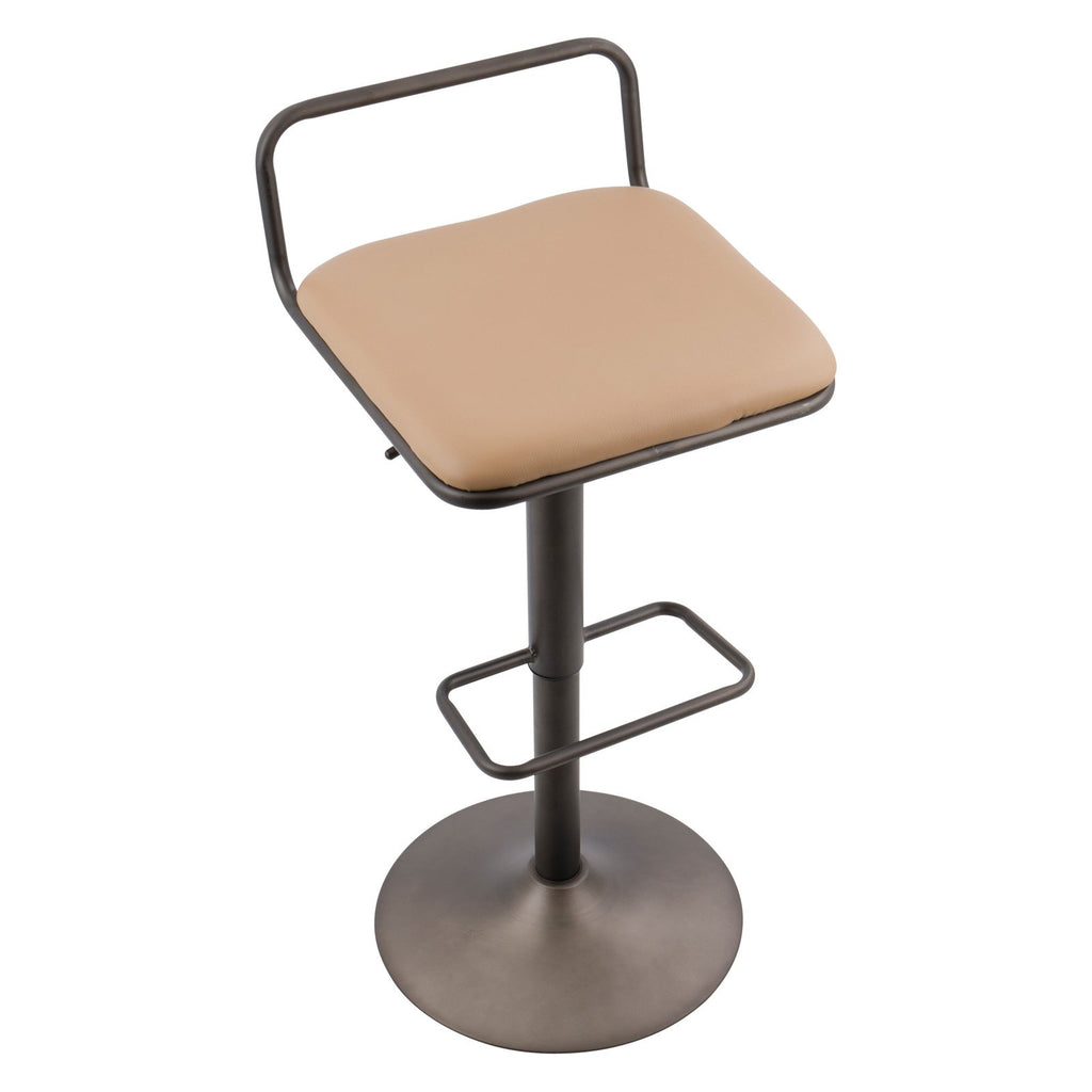 Antique Camel Faux Leather Barstool Set Of 2 C618
