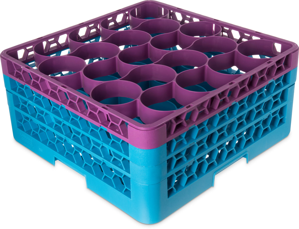20-Compartment Dishwasher Glass Rack with Color-Coded Extenders P7553