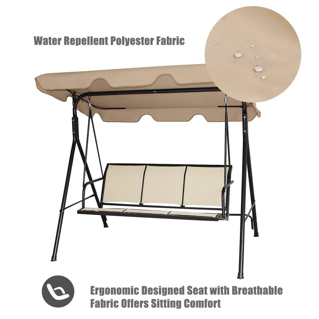 Black/Brown Outdoor Patio Swing Canopy Bench Chair Q531