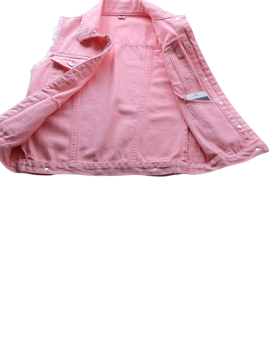 Plus Size Crop Distressed Jean Vest Jackets With Pockets V917714