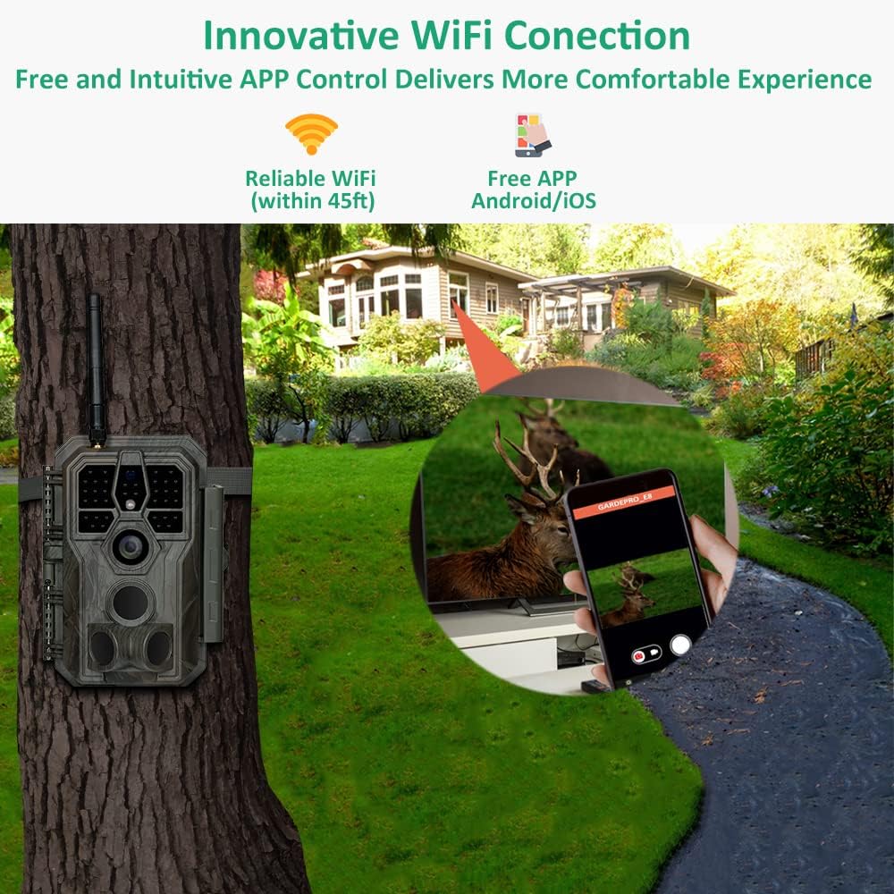 Trail Camera Wi-Fi 32MP 1296P Night Vision IP66 Waterproof Z672437