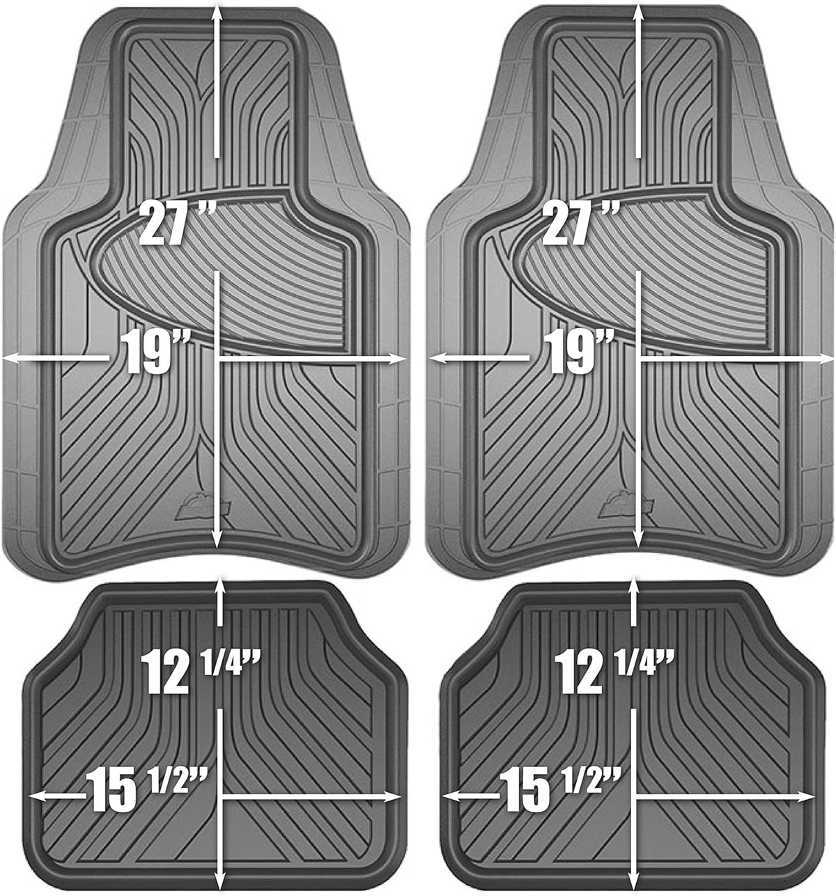 4-Piece Black Rubber All-Season Trim-to-Fit Floor Mats N816