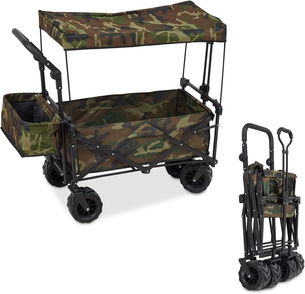 Camouflage Folding Utility Wagon Cart with Removable Canopy I920