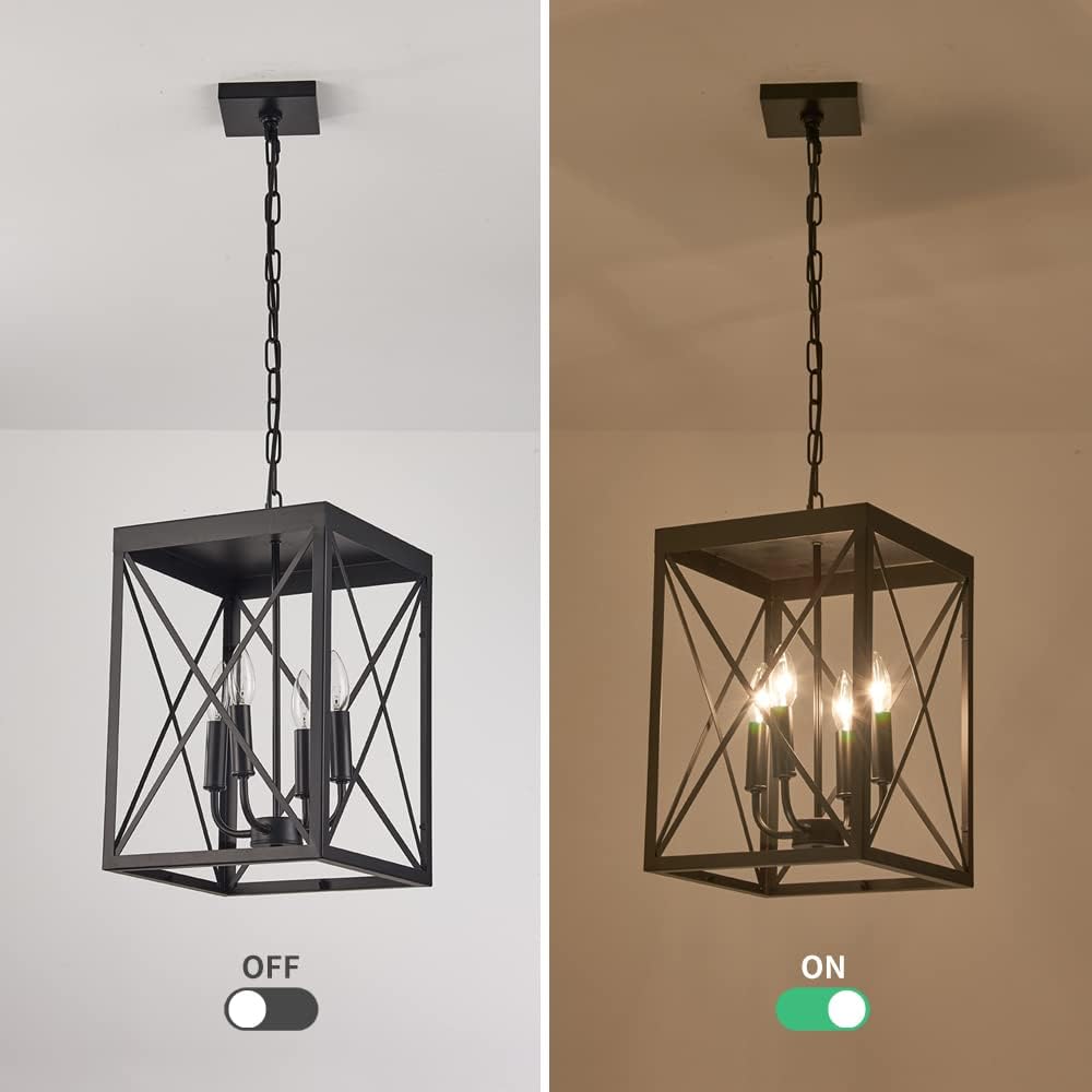 Black 4 Lights Cage Chandelier I121834