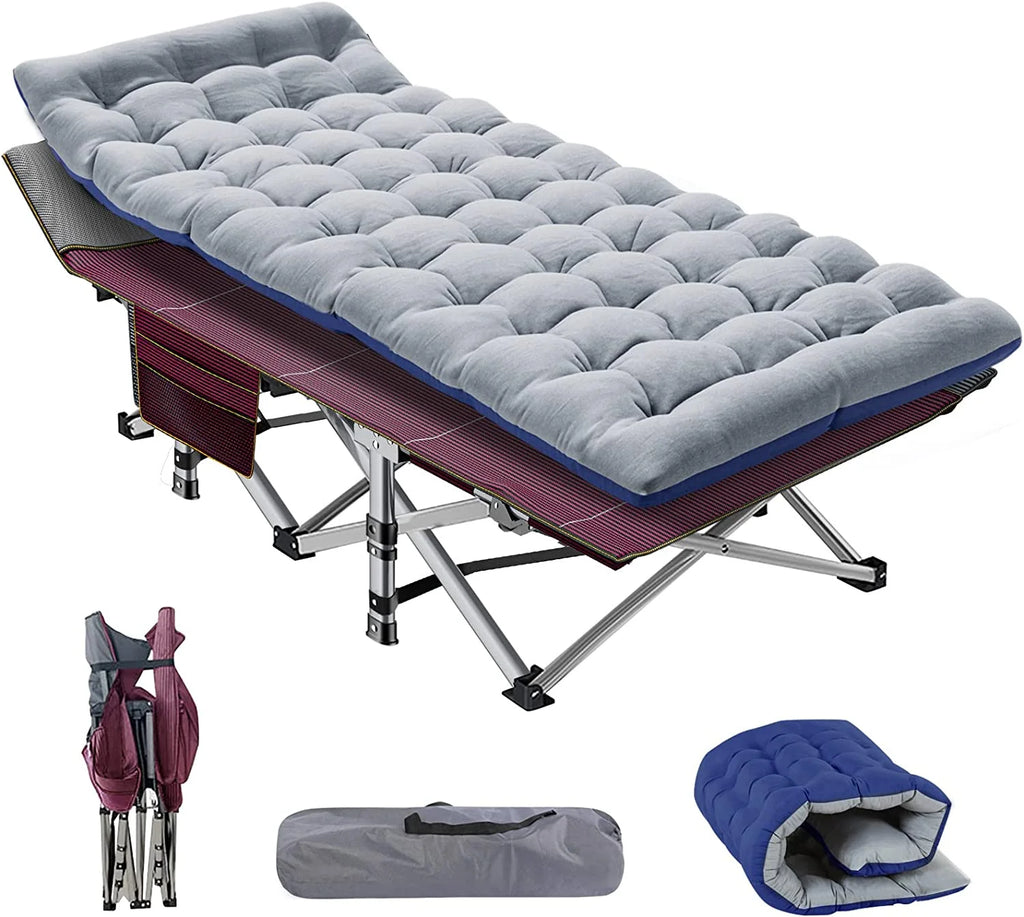 Camping Cot with 2 Sided Mattress & Carry Bag, 75"*28" Portable Folding Cot S4594