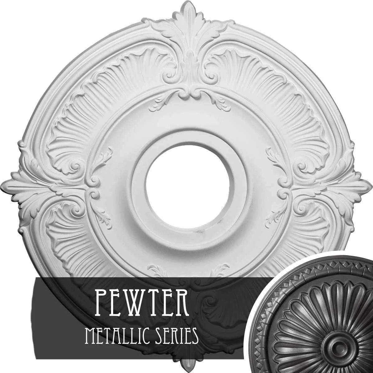 18x22OD x 4x22ID x 5/8x22P Hand-Painted Pewter Ceiling Medallion A203330
