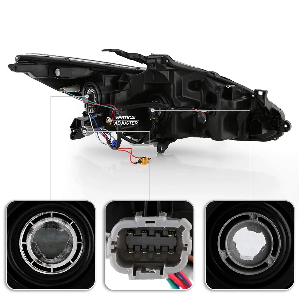 Black LED SwitchBack Tube Projector Headlights J842