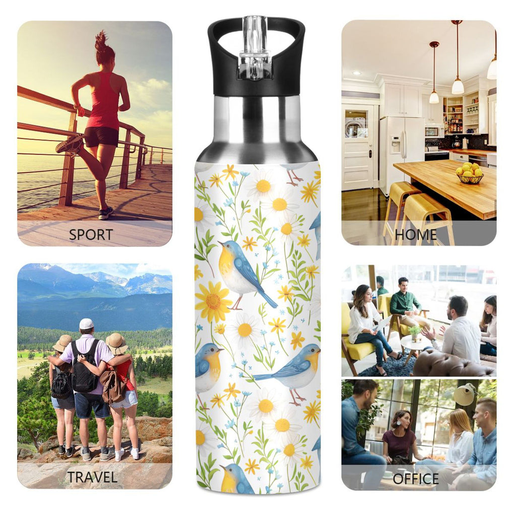 20 oz Insulated Stainless Steel Water Bottle with Straw Lid R518