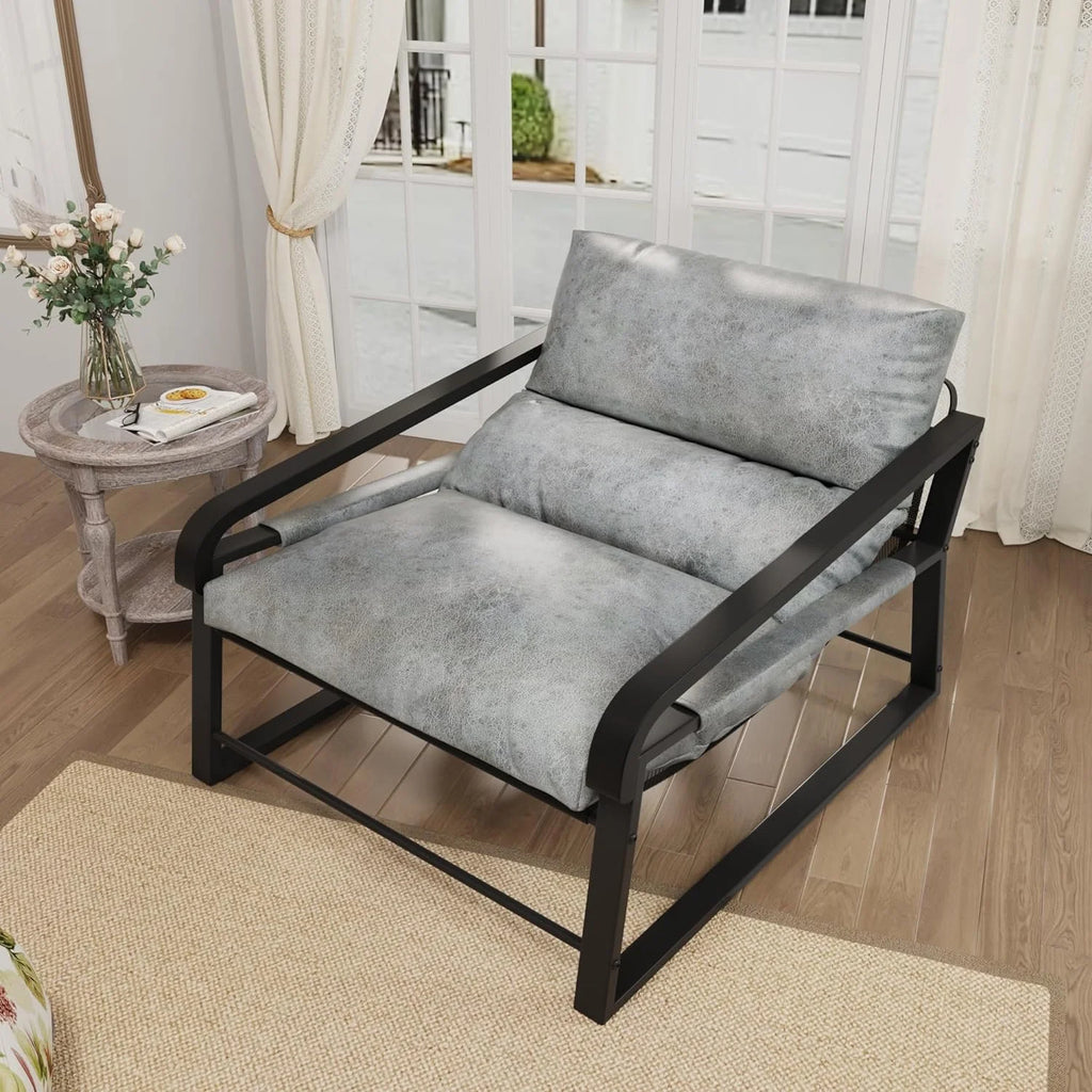 Gray Upholstered Accent Arm Chair with Metal Frame Q820527