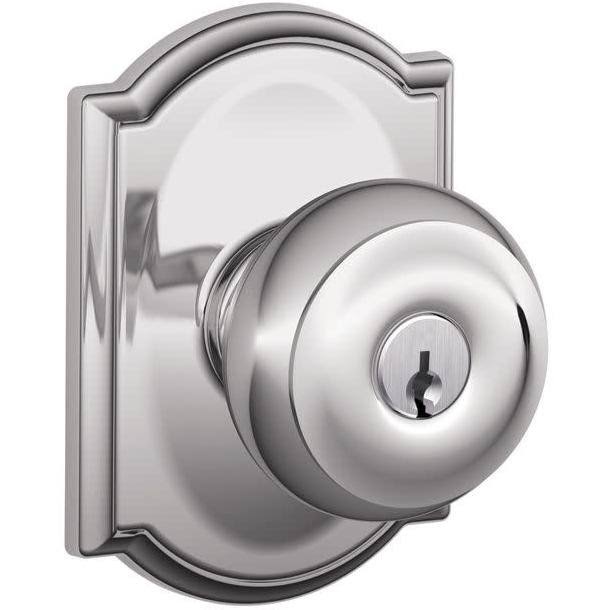 Georgian Keyed Entry Door Knob Polished Chrome P35027