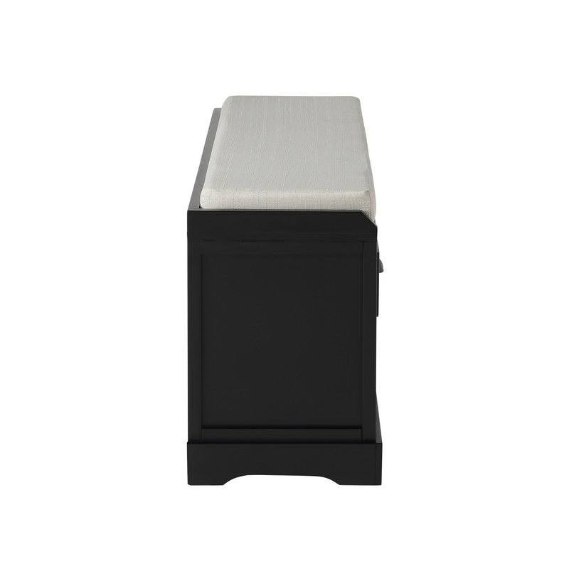 White Wood Storage Bench with 3 Drawers and 3 Baskets T590985
