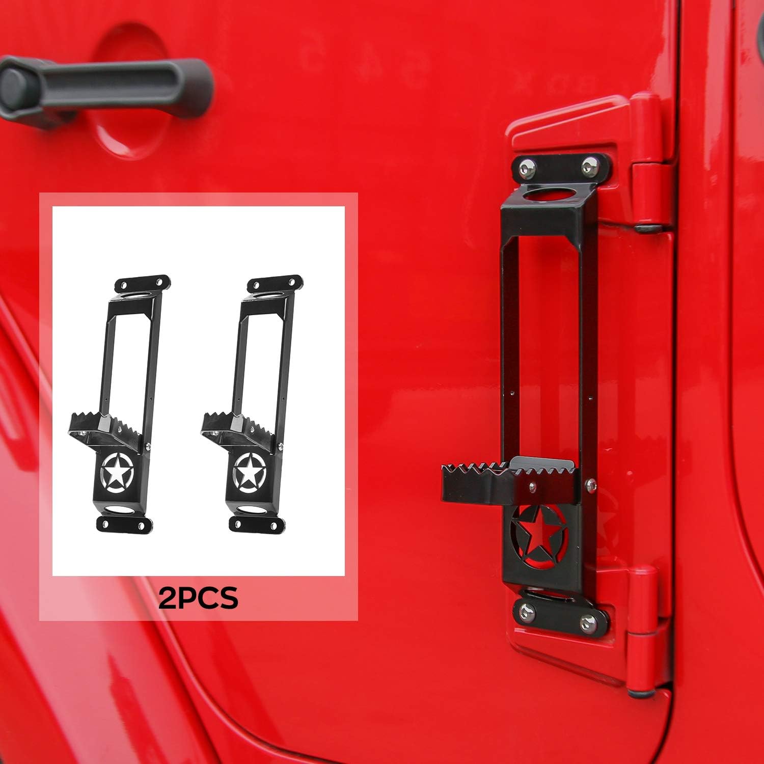 Red Pack of 2 Metal Folding Door Hinge Step Foot Peg U30066