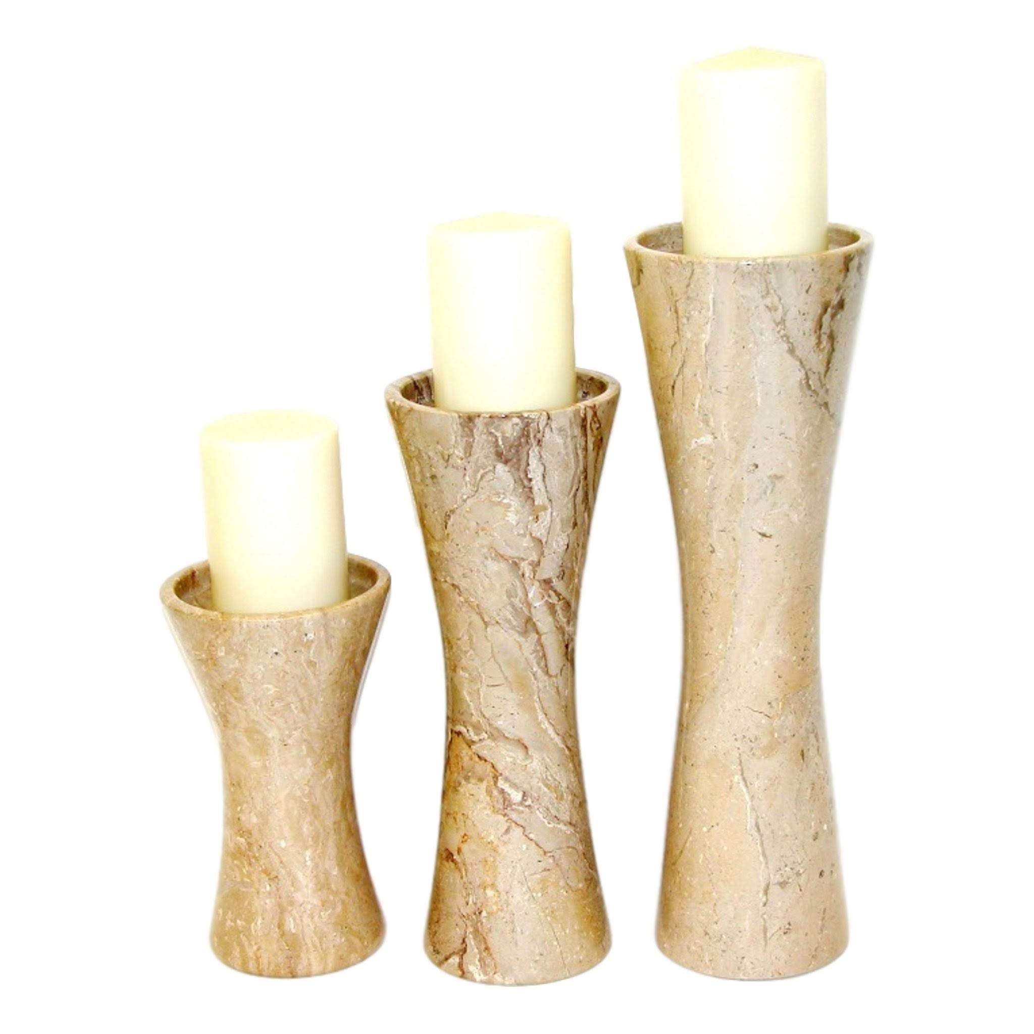 Sahara Beige Marble Candle Holder Set E978