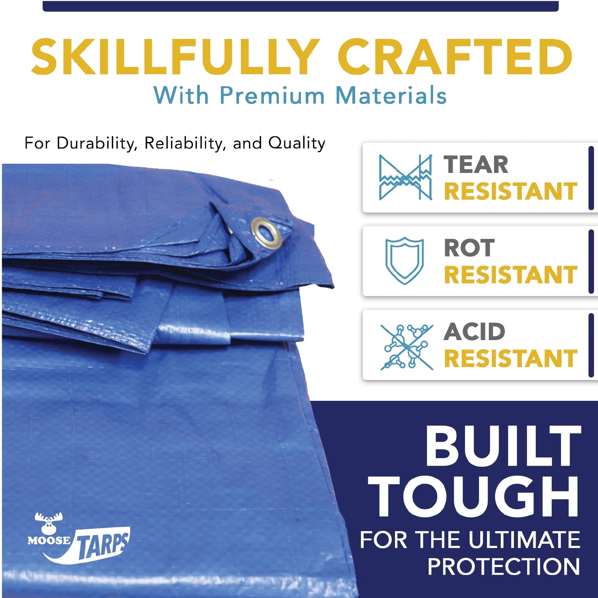 15' x 15' Waterproof Blue Poly Tarp with Grommets C429812