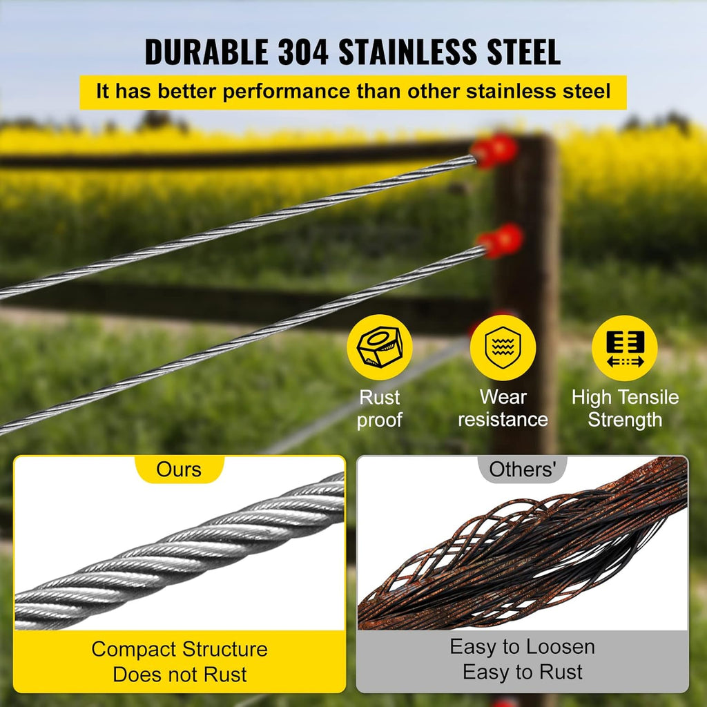 Stainless Steel Cable Railing 3/16"x 250ft, 304 Marine Grade, 7x19 Strands Construction O5326