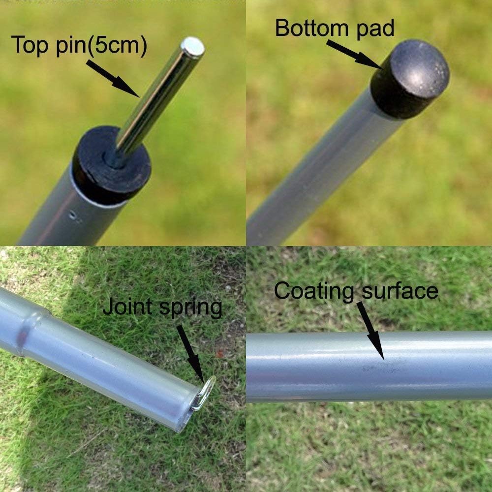 Adjustable Steel Tent Tarp Poles, Pack of 2 L3562