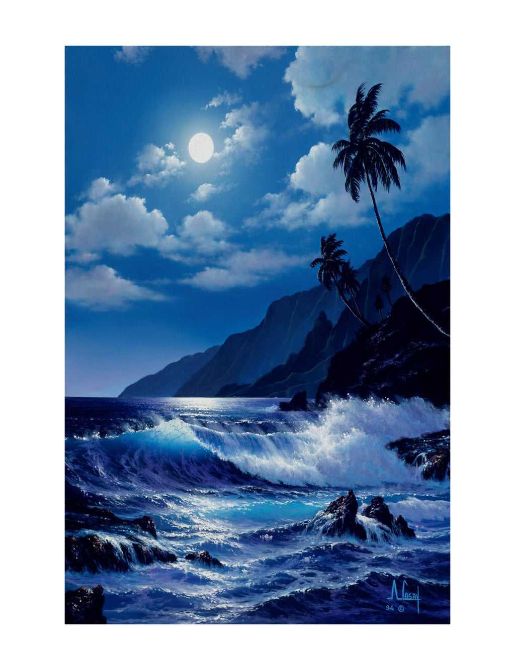 Waves Under The Moon Art Print J549