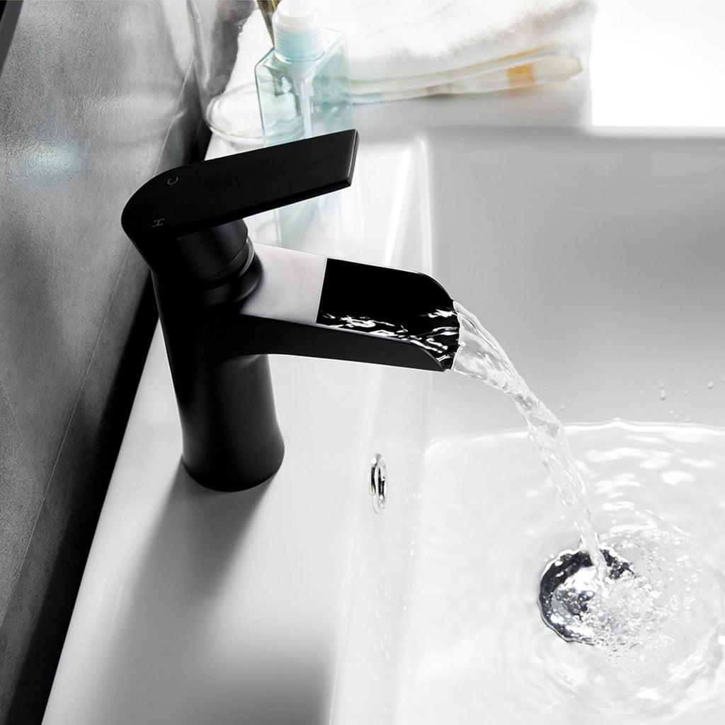 Matte Black Stainless Steel Single Hole Waterfall Bathroom Faucet R690978