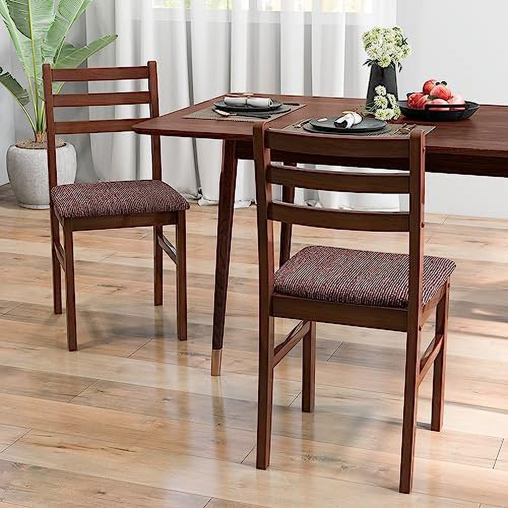 Walnut Wooden Dining Chairs Set of 2 with Padded Seat Q97161