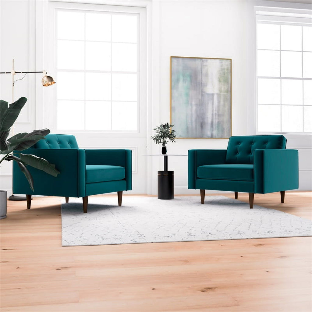 Turquoise Velvet Lounge Chair (Set of 2) N23000