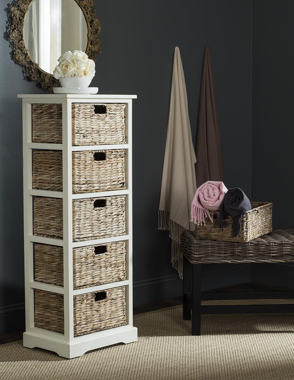 Wicker Basket Storage Tower X49901