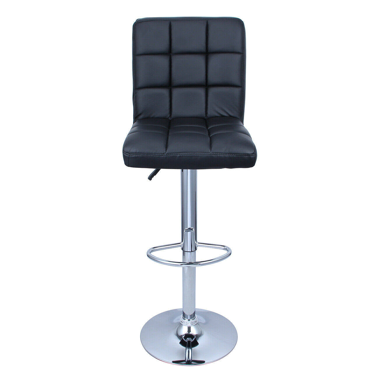 Black Leather Swivel Bar Stool, Set of 2 K3389