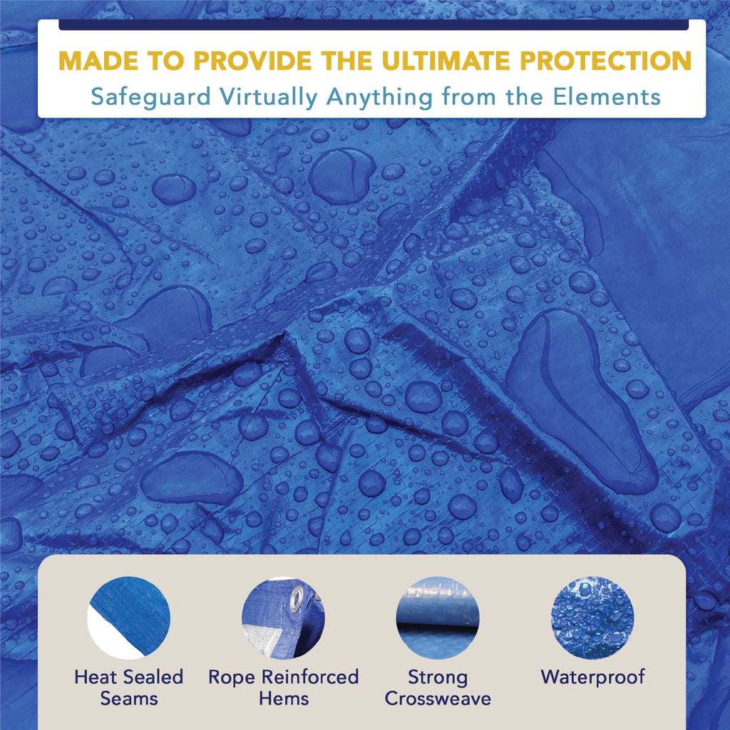 15' x 15' Waterproof Blue Poly Tarp with Grommets C429812