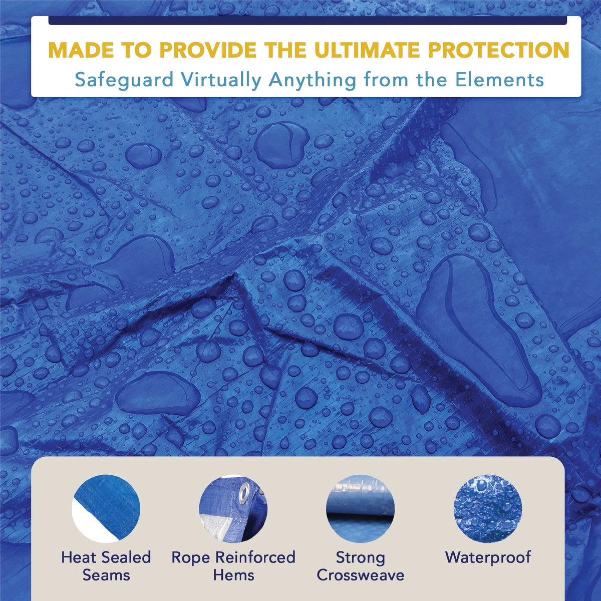 15' x 15' Waterproof Blue Poly Tarp with Grommets C429812