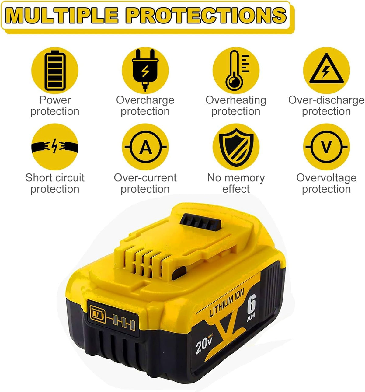 2 Pack 20V 6.0Ah Lithium Replacement Battery Q767