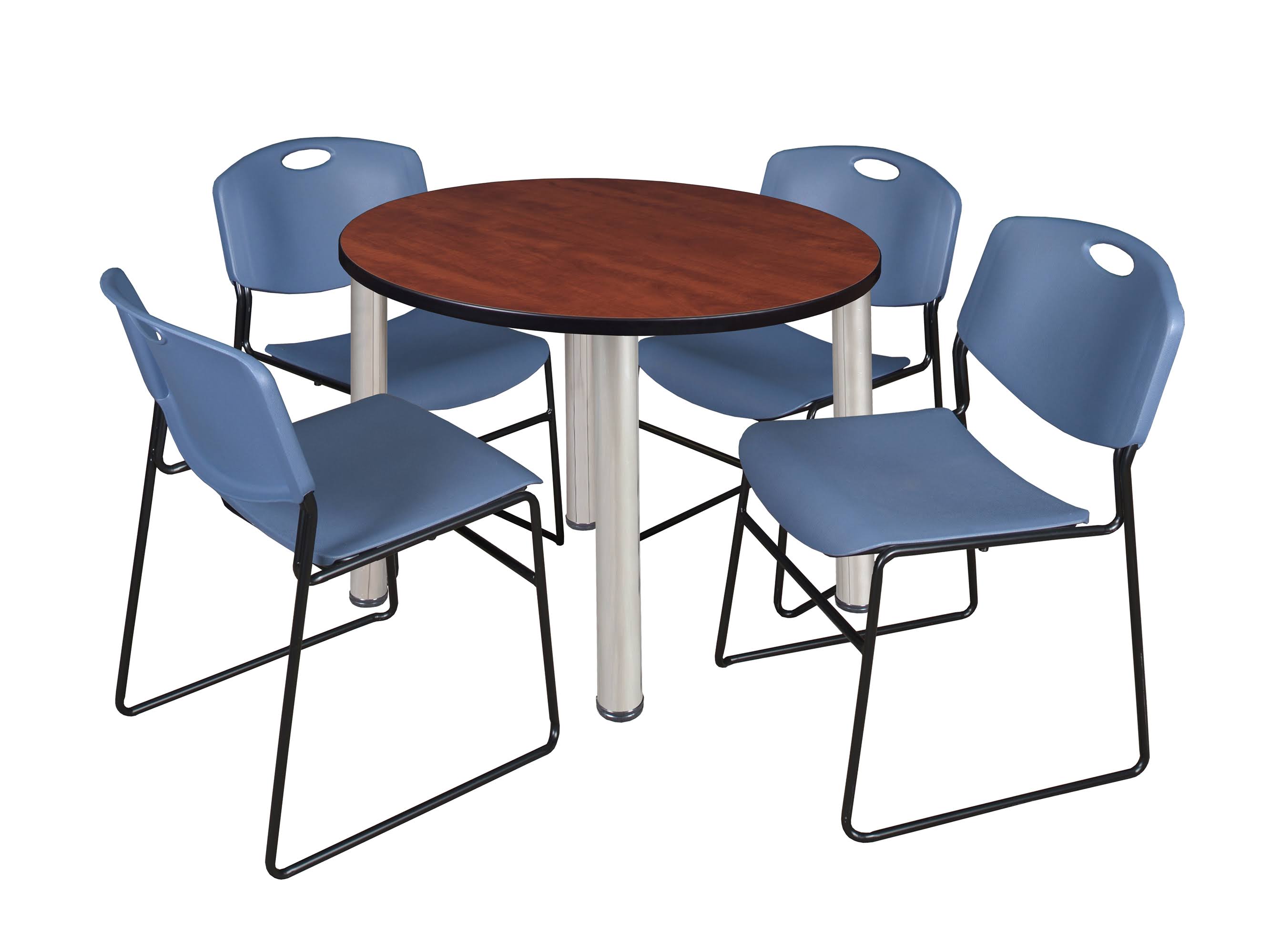 42x22 Round Breakroom Table with 4 Stack Chairs U17708