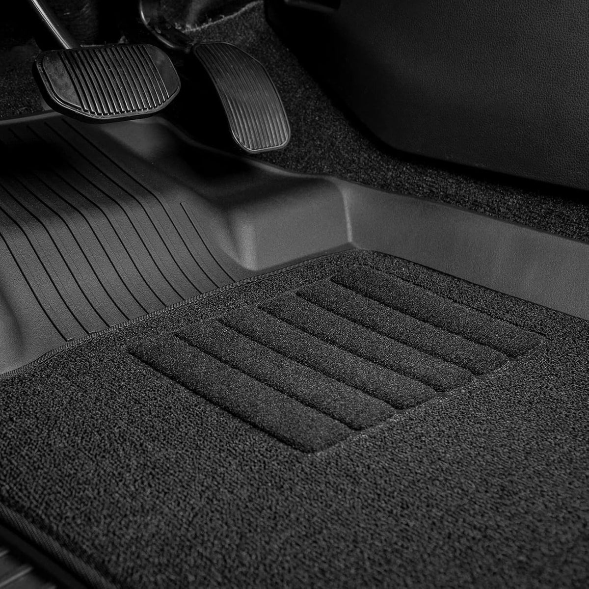 Black TPE All Weather Custom Fit Floor Mats for Ford F150 SuperCrew Cab 2015-2022 1st and 2nd Row Full Set B75640
