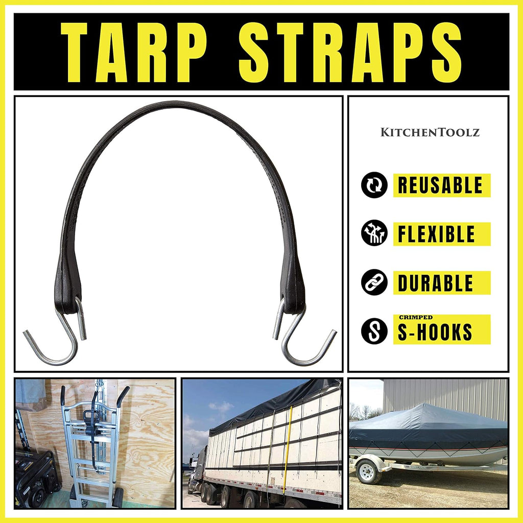 21" Rubber Bungee Cords with Hooks, Pack of 25 J380599