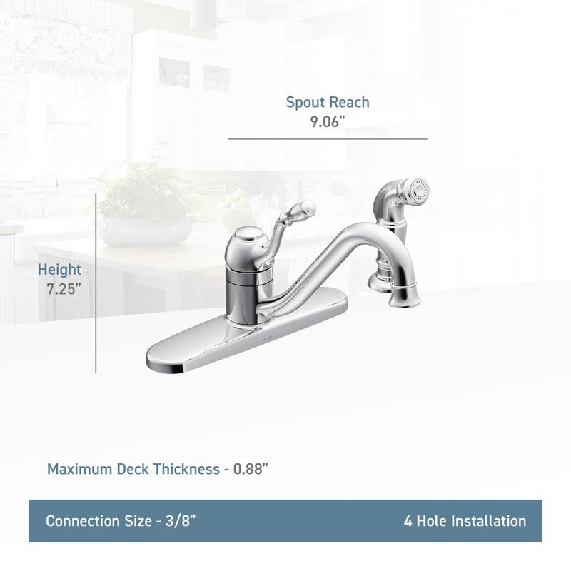 Chrome Single Handle Kitchen Faucet with Side Spray N72241